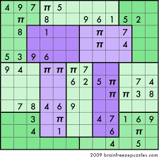 Here's a pi day puzzler from momath: Pi Day Sudoku 2009 360