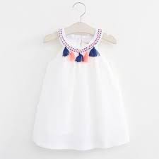 Nation Style Kids Girls Ruffle Tassel Dresses Baby Girl Summer Cotton Dress Babies Fashion Dress 2016 Child Baby Frocks Designs Girl Outfits Kids Frocks Design