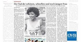 Her times in the 100m and 200m dashes remain a world record to this day. Der Tod Der Schonen Schnellen Und Noch Jungen Frau Ovb Heimatzeitungen