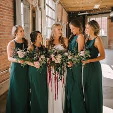 Charmeuse And Chiffon Bridesmaid Dress With Ruffle David S Bridal Emerald Green Bridesmaid Dresses Forest Green Bridesmaid Dresses Olive Bridesmaid Dresses