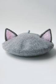 Tuibianji Gray Cat Ear Felt Beret Hats At Dezzal Cute Hats Beret Cat Ears