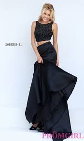 Black Two Piece Sherri Hill Dress With Beaded Top Black Evening Dresses Sherri Hill Prom Dresses Prom Dresses
