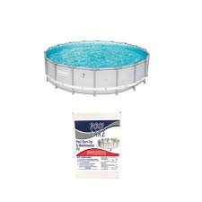 In the video, i recommend the bbb method of pool care as it is the easiest, safest and best way to keep your pool blue all season long. Bestway 18 Ft Round 48 In D Steel Frame Hard Side Above Ground Pool Plus Pool Chemical Maintenance Kit 15441 Bw Qlc 42005 The Home Depot