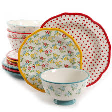 Check spelling or type a new query. The Pioneer Woman Timeless Floral Retro Dot 12 Piece Dinnerware Set Walmart Com Walmart Com