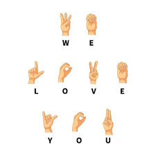 We Love You Phrase On Hand Language Sign Language Words Sign Language Art Simple Sign Language