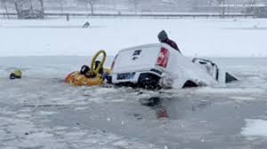 from sinking truck in icy water