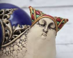 Ceramic Sculpture Bird 4.13" Collectable Ceramic Figurine One of Kind Home  & Garden Decor Gift for Her Real Artwork Vladimir Butcanov