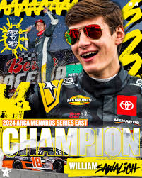 🏆 Defended his title! William Sawalich wins the 2024 ARCA Menards Series  East championship!