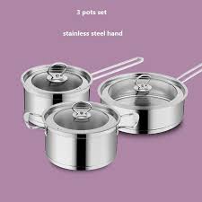 Free Shipping Casserole Anti Hot Pots Set 2l 4 L 2 5l Pans Cooking Pot Steak Frypan Stainless Steel 24cm 20cm 16cm Pot Sets Cooking Pot Hot Pot