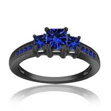 Diamond Engagement Ring 925 Black Silver Ring By Solitairejewelry 125 00 White Diamond Rings Engagement Blue Diamonds Engagement Black Engagement Ring