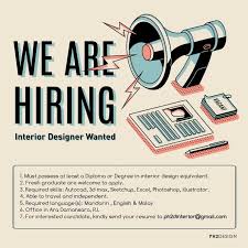Candidate must possess at least diploma/advanced/higher/graduate diploma in art/design/creative multimedia or equivalent. Ph2 Design We Are Hiring Now Interior Designer Wanted Ph2design Interiordesigner Wanted Vacancy Job Oasissquare Aradamansara Facebook