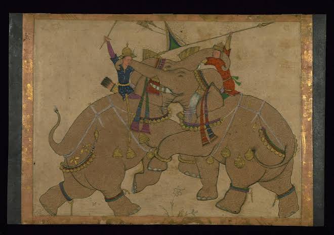Elephant Combat, 13th century AH/AD 19th century (Mughal). Acquired by Henry Walters, W.715.A | The Walters Art Museum