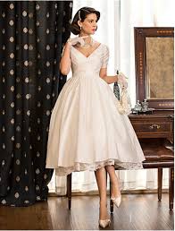 Lanting Bride A Line Princess Petite Plus Sizes Wedding Dress Tea Length V Neck Taffeta Wedding Dresses Taffeta Tea Length Wedding Dress Ivory Wedding Dress