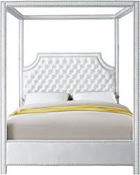 Jom king size canopy bed frame black metal 4 poster mattress foundation modern post corner with storage for girls boys adults. Buy Meridian Rowan King Canopy Bed In White Velvet Online