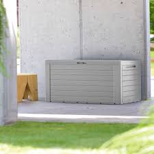 Auflagenbox wasserdicht xxl kissenbox für ihren garten 185x85x69cm stauraum für den außenbereich silber metallic. Casaria Auflagenbox Holzoptik 120x46x57cm Kissenbox Gartenbox Garten Truhe Hellgrau