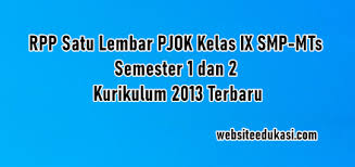 Rpp adiwiyata penjas smp kelas 9. Rpp 1 Lembar Pjok Kelas 9 K13 2021 2022 Lengkap
