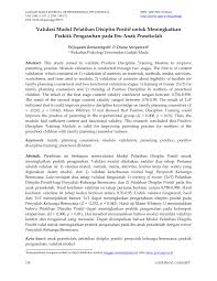 Meskipun di indonesia angka prevalensi obesitas dan kegemukan masih terbilang rendah namun masalah ini perlu diwaspadai. Pdf Validasi Modul Pelatihan Disiplin Positif Untuk Meningkatkan Praktik Pengasuhan Pada Ibu Anak Prasekolah