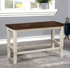 Dover Collection Two Tone White And Cherry Finish Wood Counter Height Dining Bench Counter Height Bench Dining Table With Bench Furniture