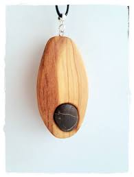 Olive Wood With Natural Stone Necklace Handmade Wood Carved Etsy Olive Wood Handmade Wood Natural Stones Necklace