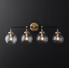 Rh Modern S Bistro Globe Bath Sconce 4 Light Inspired By 1940s Industrialism Our Glob Contemporary Bathroom Lighting Bathroom Lighting Bathroom Light Fixtures
