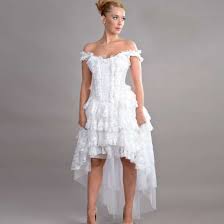 Weitere ideen zu keltische hochzeitskleider, keltisch, kleider. Volant Ruschen Minikleid Mit Schleppenarmeln Weiss Steampunk Hochzeitskleid Event Kleider Minikleid