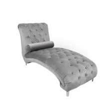 Great savings & free delivery / collection on many items. Grey Crushed Velvet Chaise Lounge With Tufted Finish Furniture123