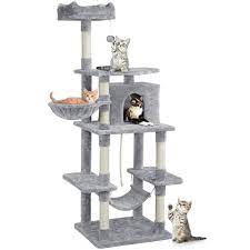 Smilemart 51 Cat Tree With Hammock And Scratching Post Tower Dark Gray Walmart Com