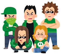 いろいろな色の不良集団のイラスト | かわいいフリー素材集 いらすとや