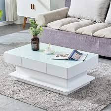 Espresso particle board tv stand fits tvs up to 80 in. Buy Homesailing Modern White High Gloss Coffee Table With 2 Storage Drawers Living Room Large Glass Tabletop Coffee Table Wood Frame Sofa End Tea Table Rectangular For Office Waiting Reception Furniture Online