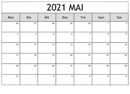 Die verfügbaren dateiformate sind pdf (adobe reader pdf) und jpg (bild). Feiertags Mai 2021 Kalender Zum Ausdrucken Pdf Excel Word Druckbarer 2021 Kalender