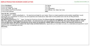 Production Worker Cover Letter
