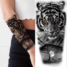 Find henna tattoos design now! Buy 8 Sheets Yezunir 3d Black Tribal Realistic Tiger Gladiator Temporary Tattoos For Men Fake Forearm Transfer Tattoo Stickers Pirate Compass Clock Lion Sexy Skull Fake Tatoos Women Warrior Tatto Kits Online