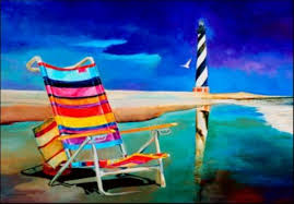 Ivey Hayes Hatteras Beach Chair Giclee Print Beach Chairs Artwork Watercolor Pictures