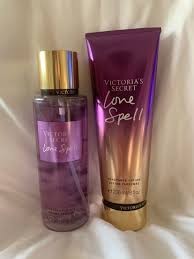 Victoria S Secret Love Spell Body Lotion And Body Spray Set Lotion Used On My Hands Twice Th Victoria Secret Body Spray Bath And Body Works Perfume Body Spray