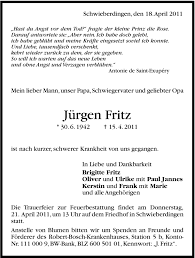 Es sind brancheneinträge zu bank in schwieberdingen gefragt? Traueranzeigen Von Fritz Jurgen Stuttgart Gedenkt De