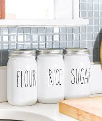 White kitchen canisters with black lettering alphabet fonts bubble. Rae Dunn Inspired Kitchen Canisters It All Started With Paint