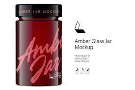 Download Amber Glass Jar Mockup Creative Photoshop Templates Creative Market