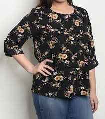 Details About Womens Plus Size Loose Fitting Black Floral