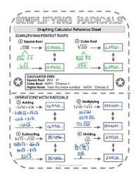 Graphing Calculator Reference Sheet Simplifying Radicals Teaching Algebra School Algebra Maths Algebra