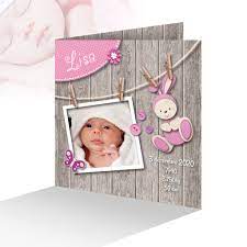 L'arrivée de votre bébé a empli de joie votre foyer. Faire Part Naissance Tendresse Original Douceur Fille Lapin Rose Photo Joli Faire Part