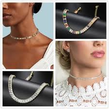 Gargantilla de tenis con cadena para mujer, collares femeninos de circonia  con cuello de boda helado de cristal cuadrado coreano, joyería al por mayor  OHN134