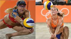 Sarah sponcil, of the united states, dives for the ball during a women's beach volleyball match against canada at the 2020 summer olympics, sunday, aug. Deaycbdeuyfmzm