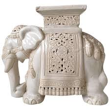 White Midcentury Ceramic Elephant Side Table Or Planter Ceramic Elephant Elephant Planters Elephant Pottery