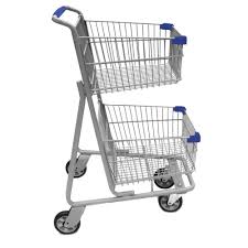 Technibilt Full Bottom Double Basket Metal Grocery Cart With Blue Accents 27 1 4 L X 24 3 8 W X 39 1 2 H Kid Shopping Cart Small Shopping Carts Shopping Cart