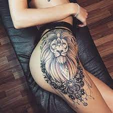 Technically lionesses do not have manes, but this one looks pretty feminine with all. Lion Mandala Woman Tattoo On Thigh Id 205