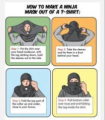 How To Turn A T Shirt Into A Ninja Mask How To Make A Ninja Mask 3 Ninja Mask Ninja Mask Tshirt Ninja