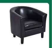 Amazon.com: Arm Chair PU Leather Single Sofa Tub Barrel Club ...
