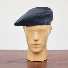 SALE REBEL Leather Artist Bohemian Retro Beret French Style Military Army  Boy Scout Reservist Autumn Sewn Skin Large Crown Hat NAVY Blue