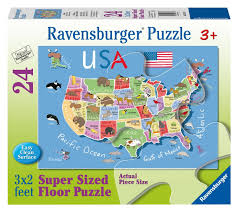 Usa Map 24 Pc Super Sized Floor Puzzle Jigsaw Puzzles For Kids Puzzles For Kids Usa Map