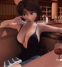 Aunt Cass relaxing in a bar 3D Render | RenderHub Gallery